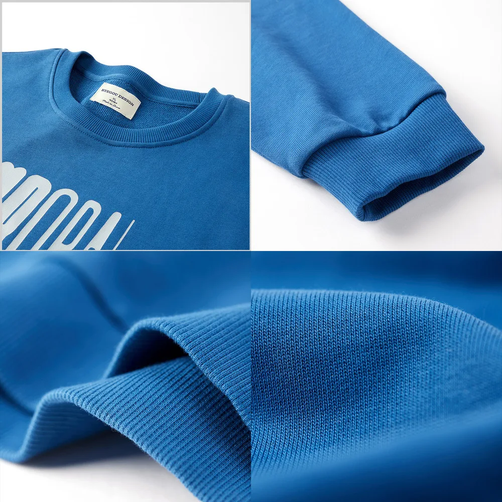 

KUEGOU 2020 Spring 100% Cotton Black Print Letter Sweatshirt Men Fashion Japanese Streetwear Hip Hop Male Brand Clothes Top 2244