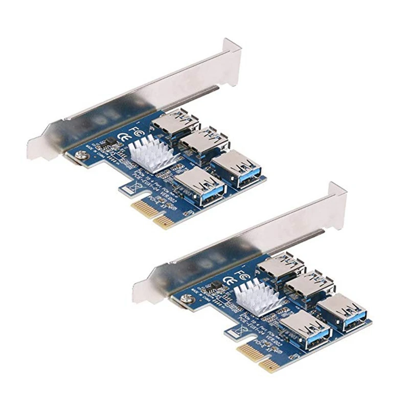 

2X PCI-E-PCI-E адаптер 1 поворот 4 PCI-Express слот 1X до 16X USB 3,0 карта расширения для майнинга PCIe конвертер