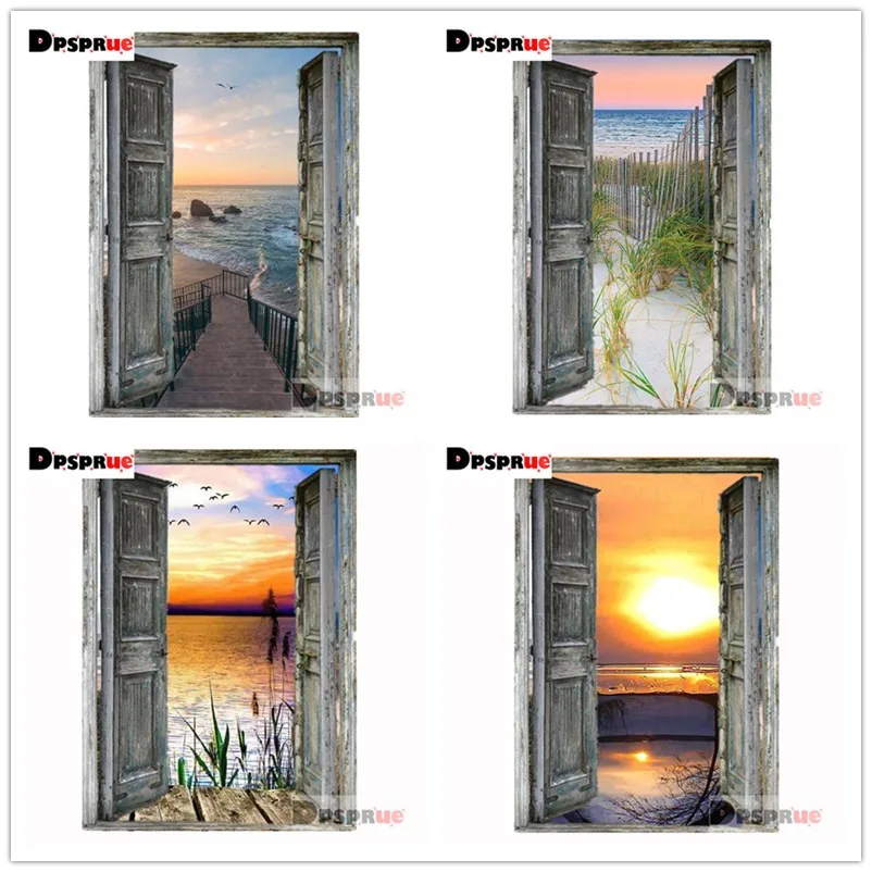 

Dpsupr Full Square/Round Drill 5D DIY Diamond Painting Kit "Door Scenery" Diamond Embroidery Mosaic Cross Stitch 3D Decor Gift