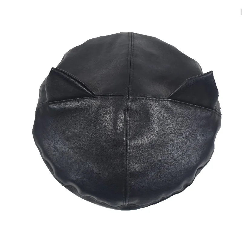 Французский Берет с ушками Повседневная Классическая однотонная зимняя теплая