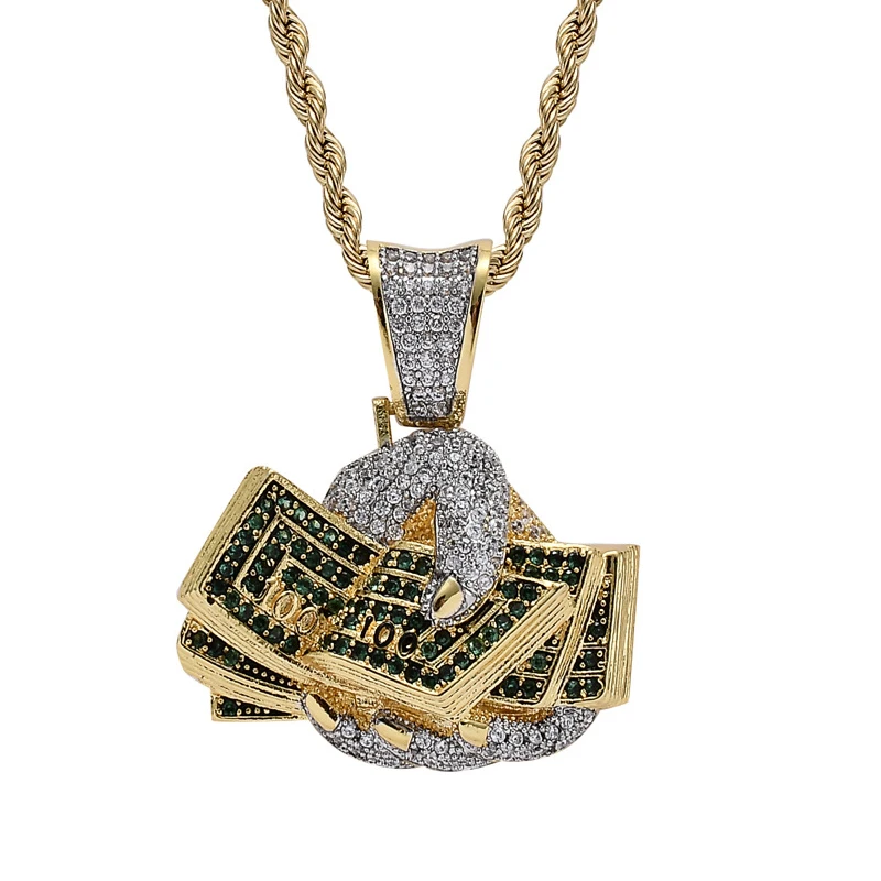 В стиле хип хоп с креплением микро паве зеленый AAA кубический цирконий Bling лед из