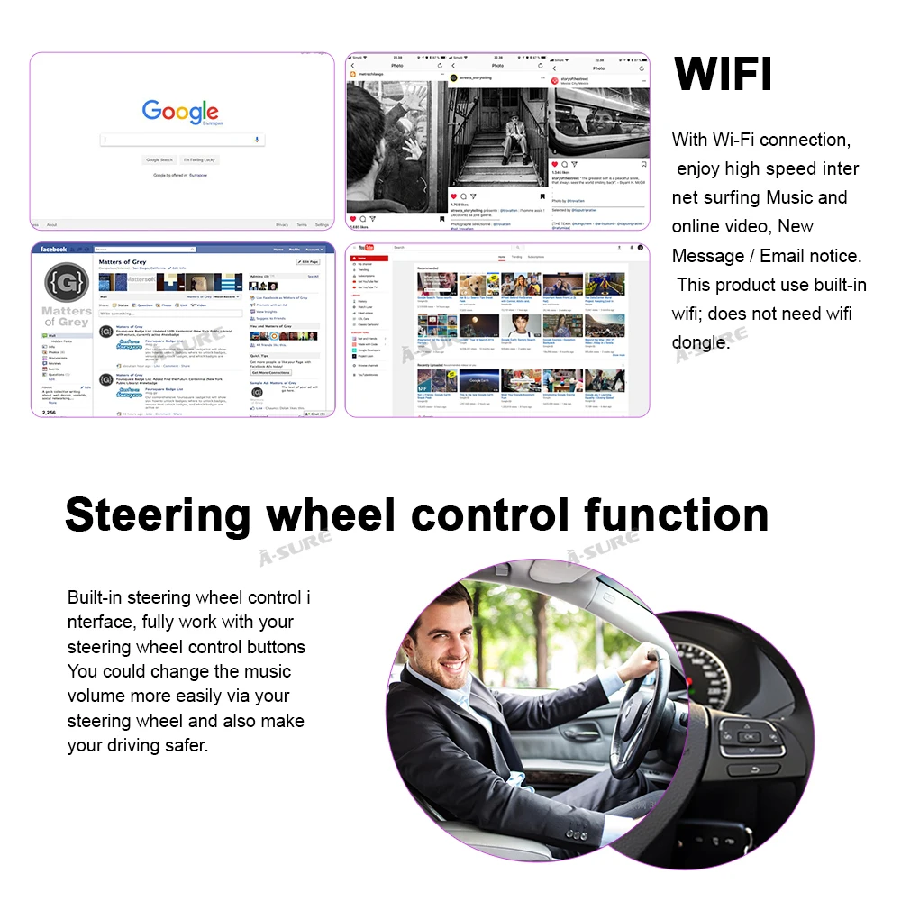 Автомобильный мультимедийный плеер A Sure 2 Din Android 9 0 авто радио GPS DVD Navi для Volkswagen VW