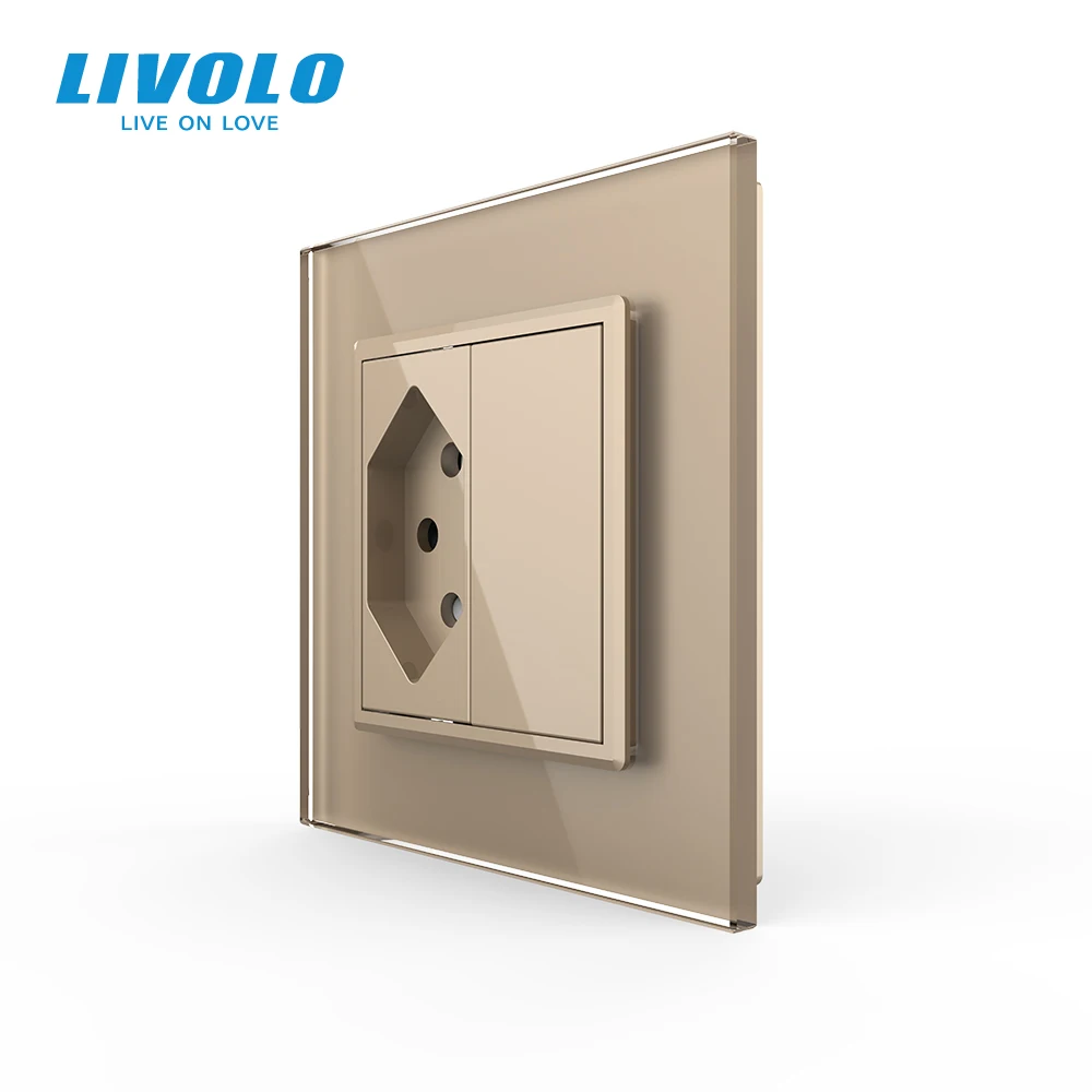 Livolo стандартная розетка swyzss серая панель из хрустального стекла AC 110 ~ 250 В 16A