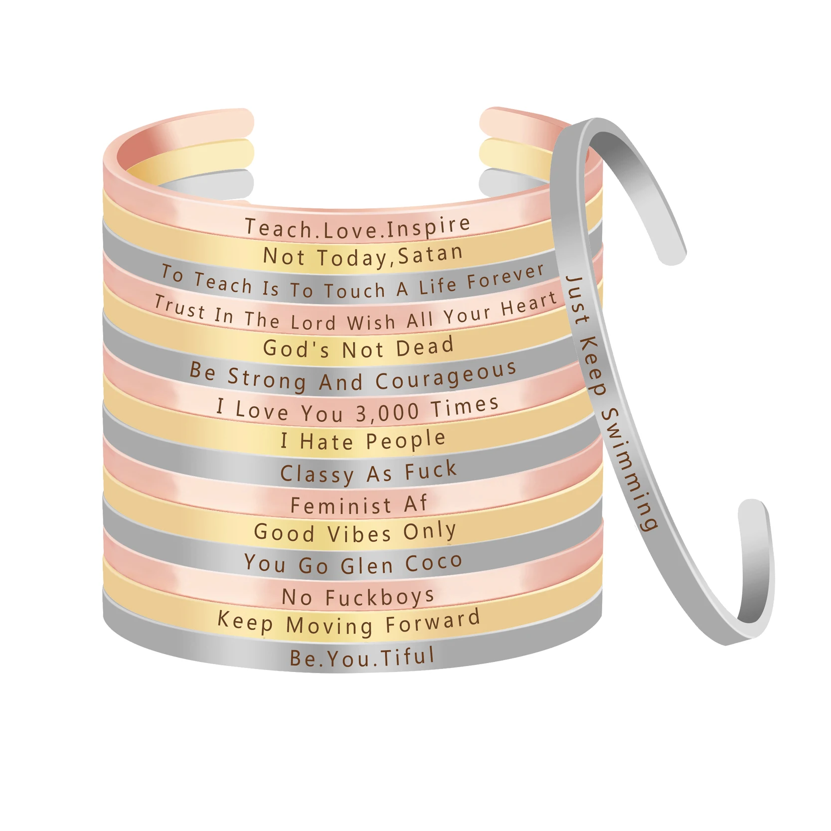 Вдохновляющие цитаты ручной штамповки манжета браслет с мантрой для мужчин и