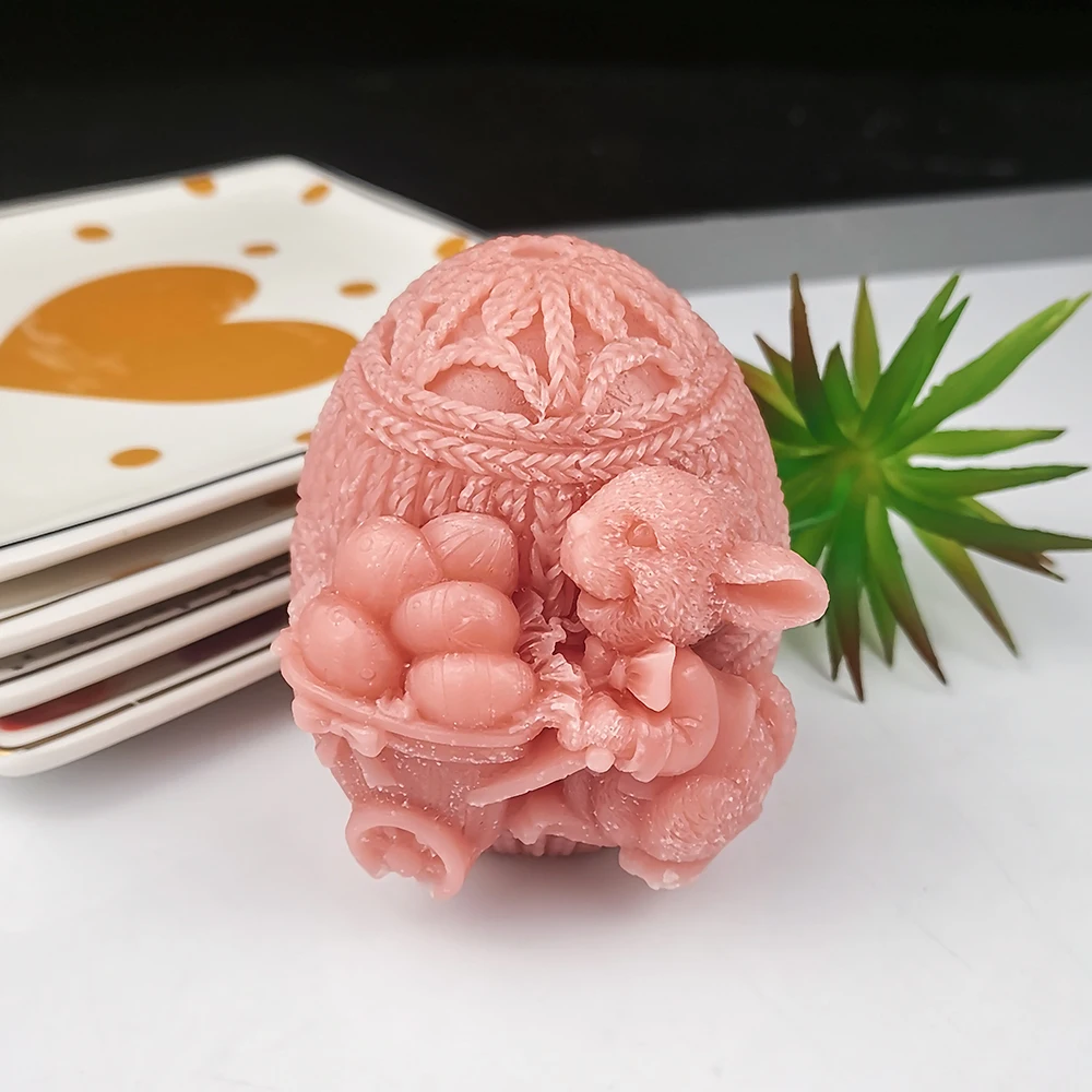 DW0251 PRZY пасхальные яйца формы для мыла 3D Пасхальный кролик силиконовые подсвечник