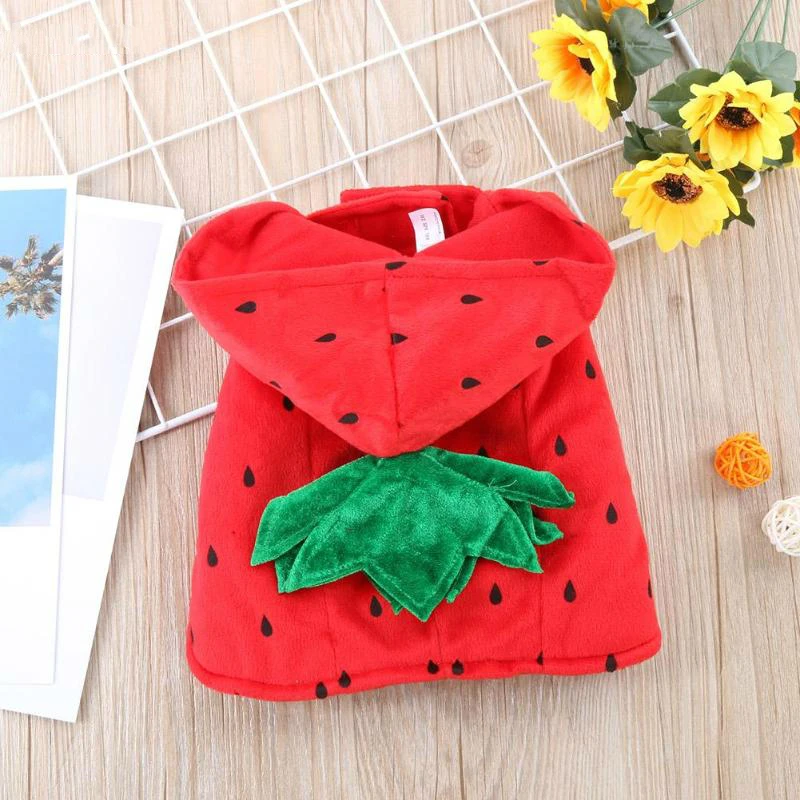 Одежда для кошек пальто домашних животных милая Клубничная хлопковая одежда