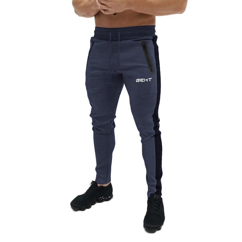 Dark grey 1 H Модные мужские спортивные штаны для бега, повседневные длинные штаны для фитнеса, мужские тренировочные обтягивающие спортивные штаны для бега, спортивный костюм, хлопковые брюки - Цвет: Dark grey 1 H