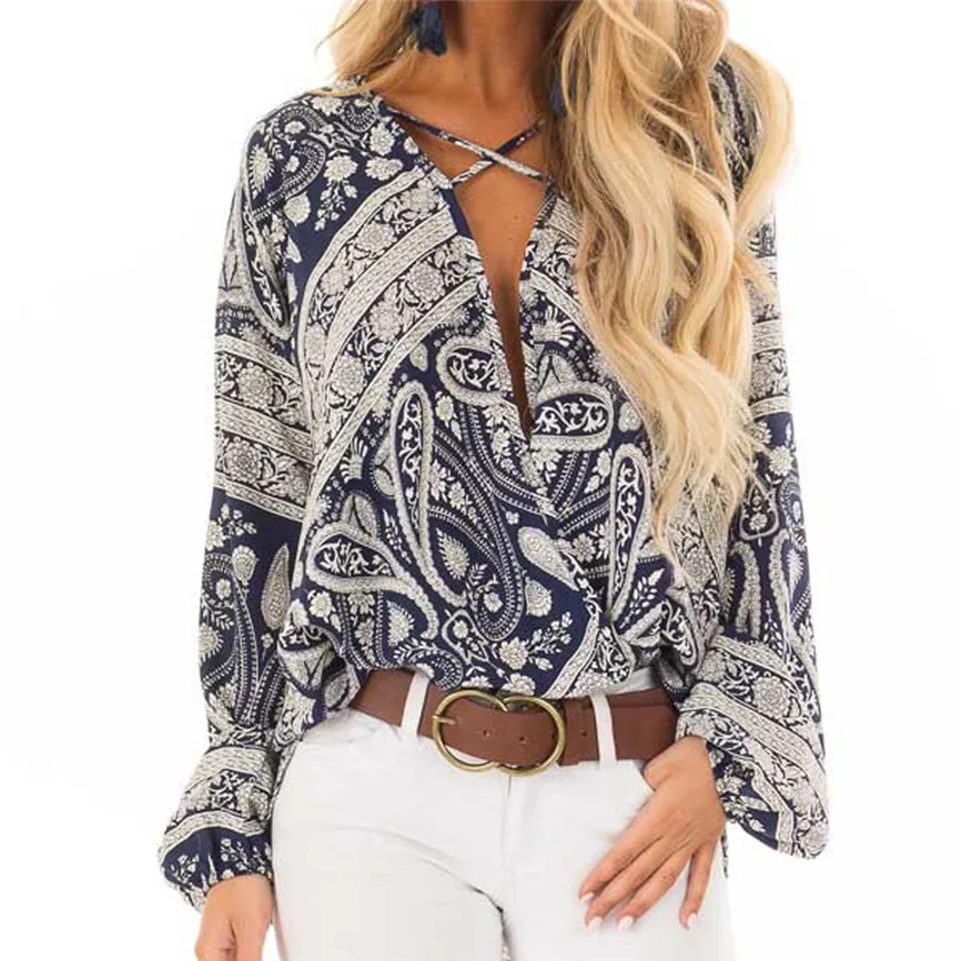 Блузки женские 2019 с длинным рукавом плюс размер Сексуальная V Шея женская блузка