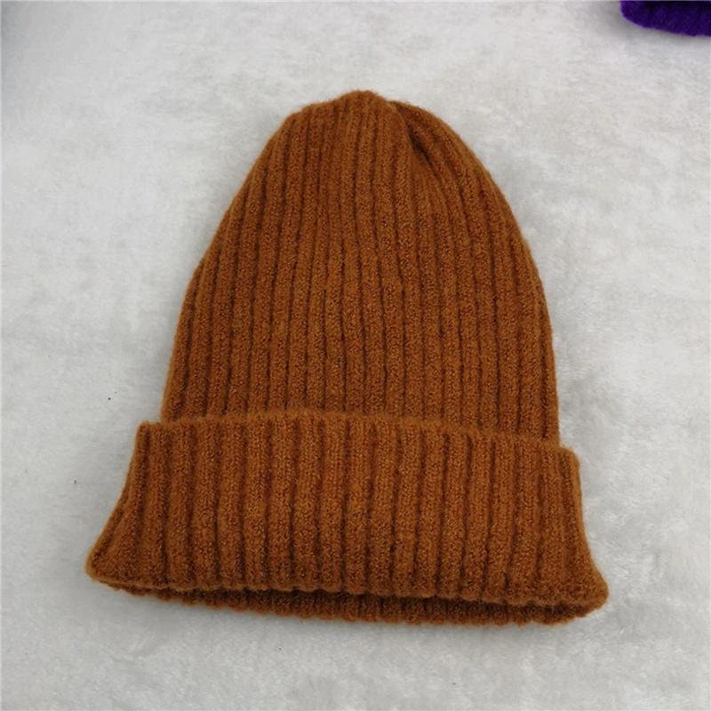 

New Solid Color Beanie Ladies Soft Warm Knitted Hats Simple Women Caps Fashion All-match Beanie For Female