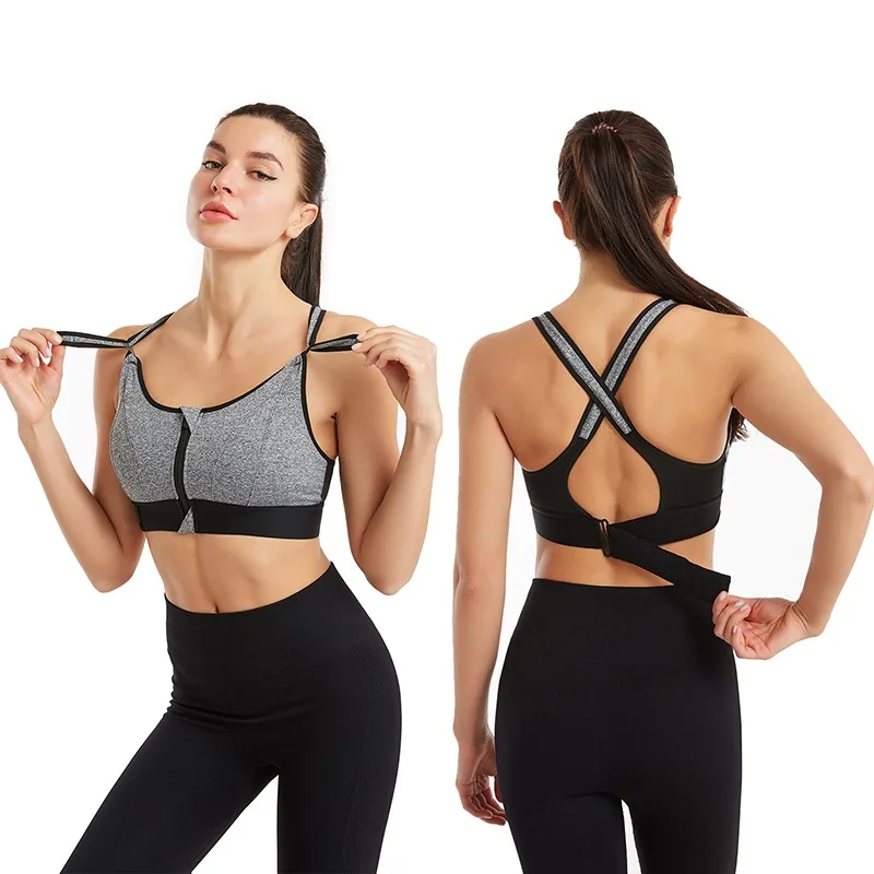

Women Sports Bra Adjustable Belt Zipper No Steel Ring Underwear Yoga Running Comfortable Shockproof Underwear Gym Bralette Vest