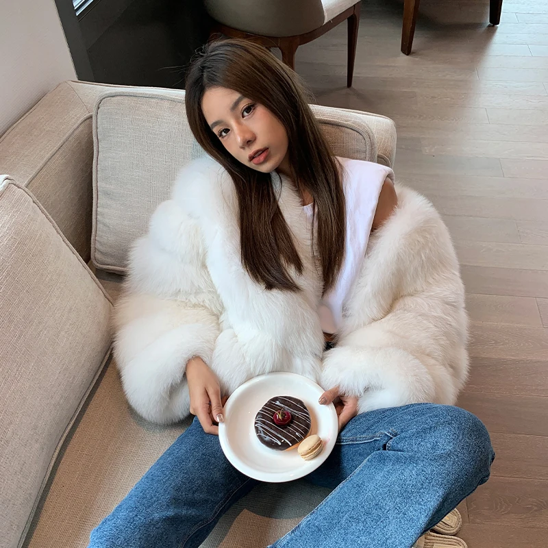 Winter Fashion Genuine Fox Fur Jacket for Women 2022 New Natural Whole Skin Real Fox Fur Coats Female Thick Warm Fur Overcoats