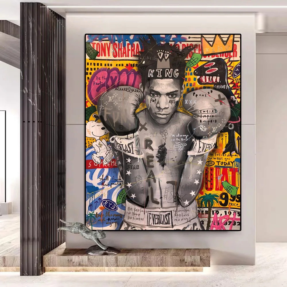 

Boxing Art Graffiti Posters and Prints Wall Art Canvas Famous Boxing King Motivational Painting for Gym Room Home Decor