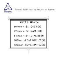 thinyou 60inch 72inch 84inch 100inch 120inch 43 matte white self locking projector screen manual pull down front wall mounted