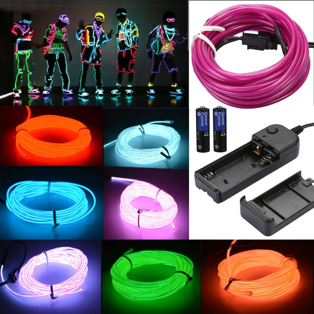 

Светодиодная лента с разъемом драйвера, светодиодсветодиодный Гибкая неоновая лампа, 3 м, 5 м, Электролюминесцентная веревка, украшение на Н...