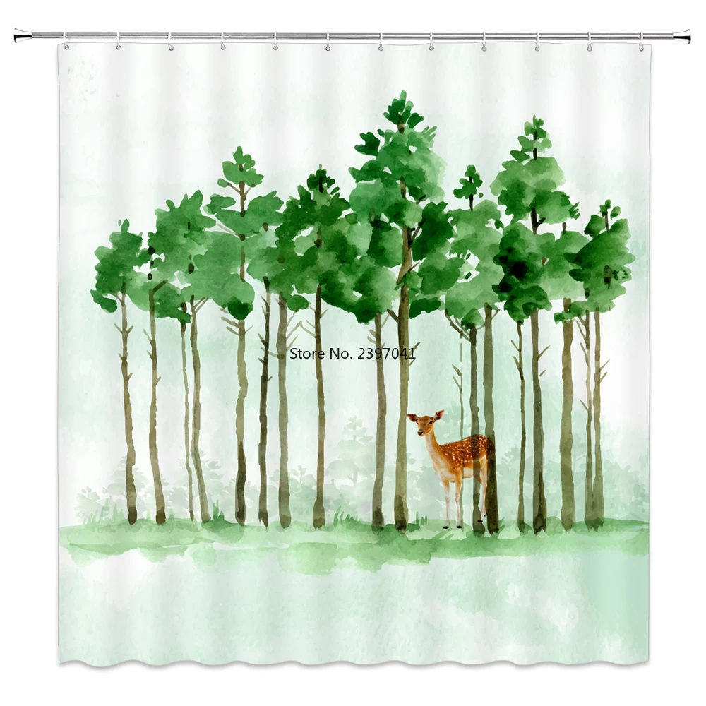 

Spring Zen Shower Curtain Bamboo with green leavesOrchid Stone Bathroom Waterproof Polyester Fabric for Bathtub Decor