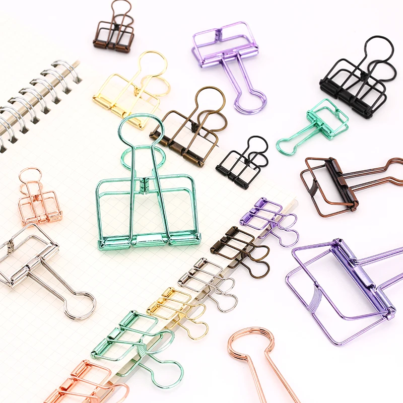 

8 Colors 3 Sizes INS Style Colorful Metal Clip Gold Sliver Rose Green Purple Clips Large Medium Small Office Study Binder Clips