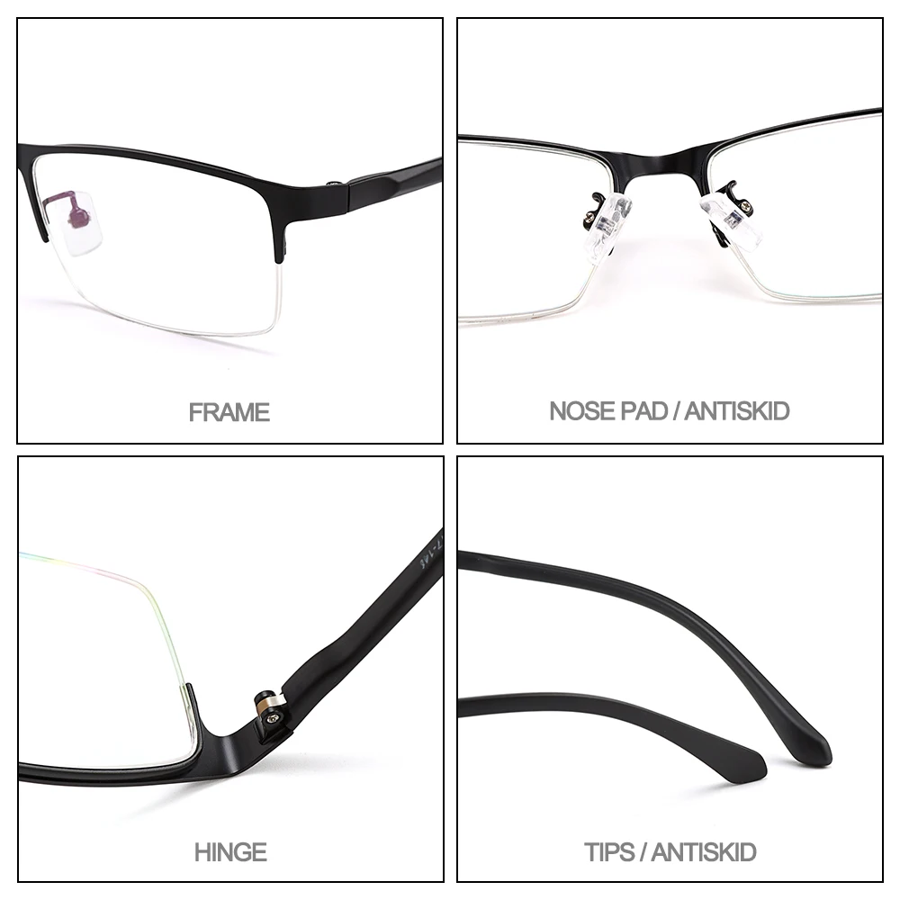 

Men Titanium Alloy Semi Rimless Eyeglasses Frame for Men Prescription Eyewear Flexible Temples Legs IP Electroplating S61006