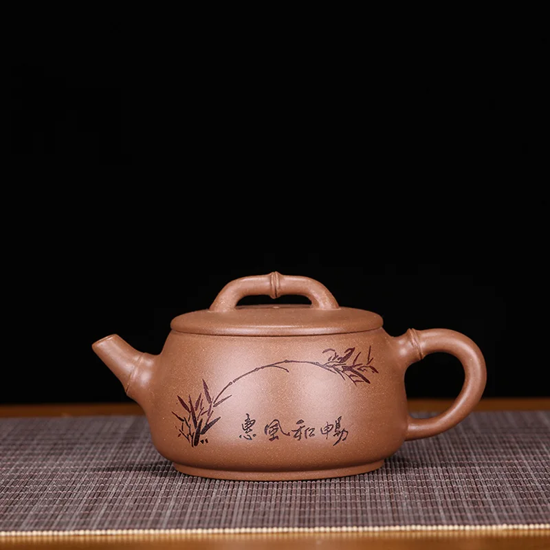 

Duan Mud Wide Mouth Stone Scoop Pot Zisha Teapot Yixing Handmade Pot Kung-fu Teaware Purple Clay Drinkware For Puer Green Black