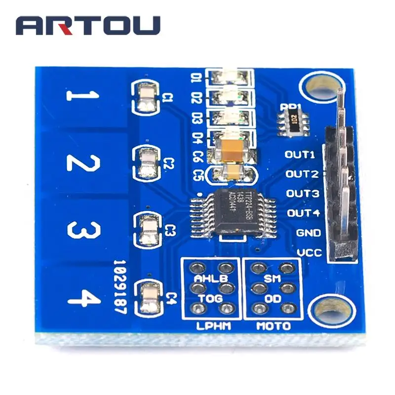 5 шт. TTP224 переключатель сенсорный сенсор цифровой 4 канальный емкостный модуль