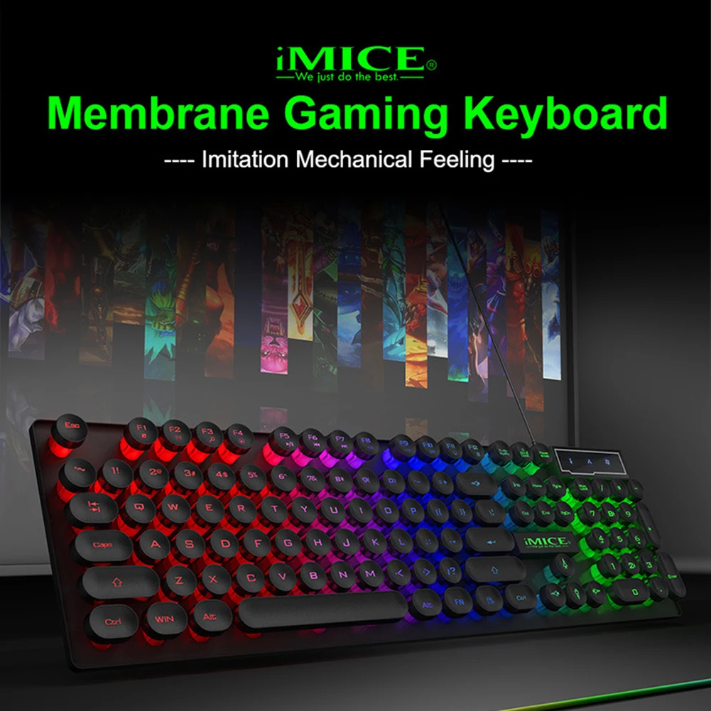 Механическая клавиатура iMICE AN-800 проводная игровая с RGB подсветкой защитой от