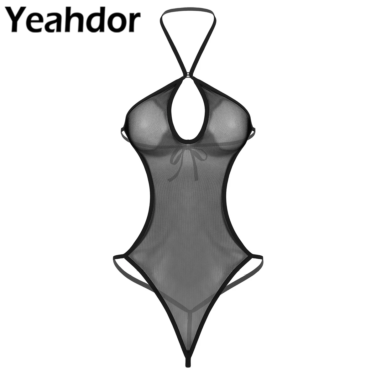 

Женское сексуальное нижнее белье, трико с вырезом-хомутом и прозрачной сеткой, с открытой спиной, нижнее белье для вечерние