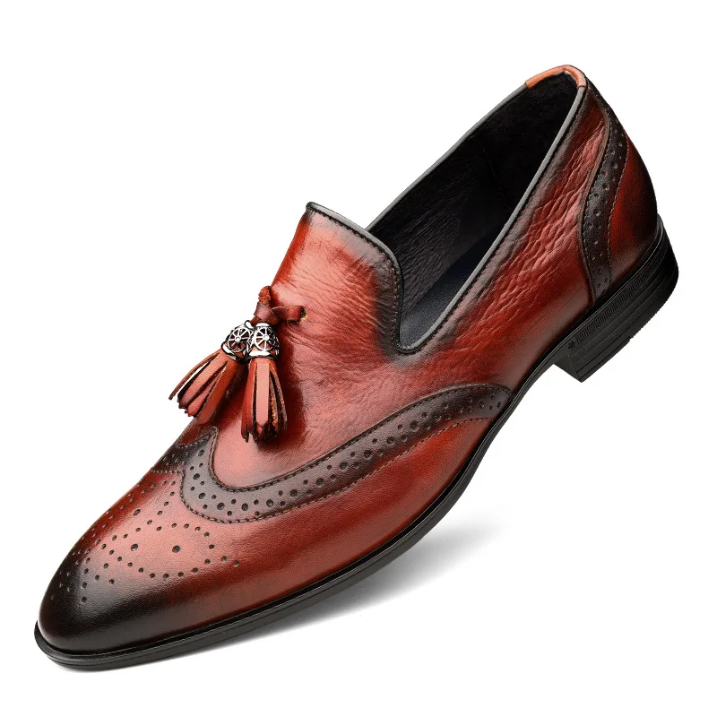 

Italian Fashion Men Formal Shoes Genuine Leather Wedding Dress Party Loafers Moccasins Brand Designer Derby Shoes Men Flats