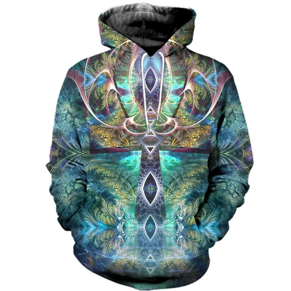 

Psychedelic art ankh 3d all printed hoodies / sweatshirts harajuku fashion hooded autumn long sleeve streetwear pullover