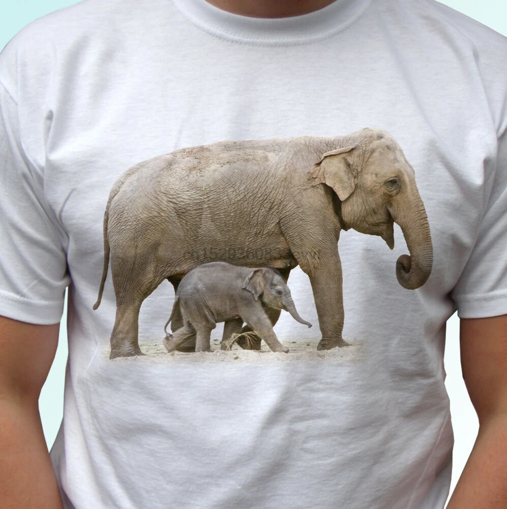 Белая футболка с изображением слонов животных мужская женская Детская | Мужская