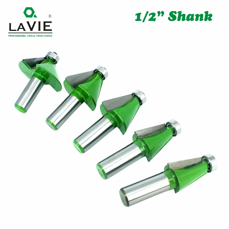 LAVIE 5pcs 12MM 1/2&quot Shank Chamfer Router Bit 11.25 15 22.5 30 45 Degree Milling Cutter for Wood Machine MC03233 | Инструменты