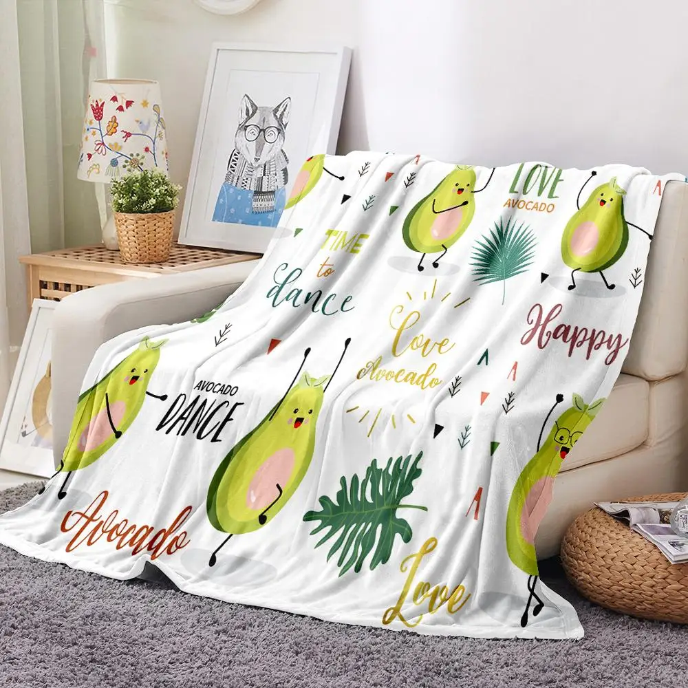 Фланелевое Одеяло с 3D-принтом авокадо зеленое пушистое одеяло фруктами для сна