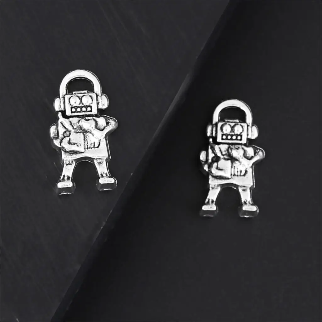 Очаровательные Подвески в виде 3d-роботов серебряного цвета 20 шт. | Украшения и