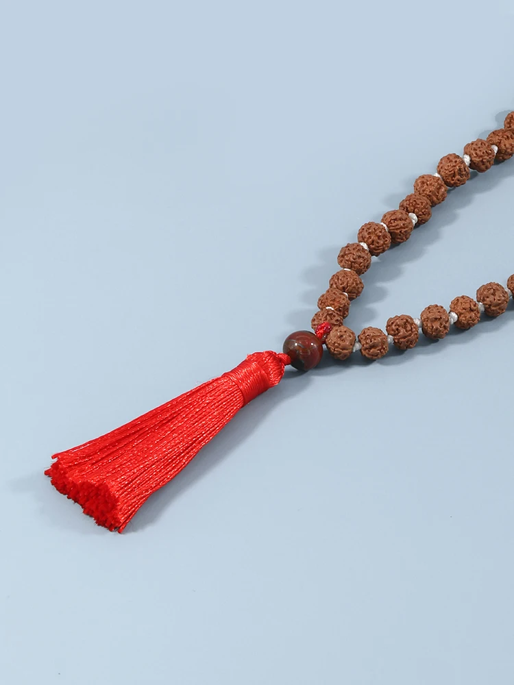 YUOKIAA 108 Yoga Japa колье Мала Rudraksha Bodhi Женская цепочка натуральный бисер тигровый глаз