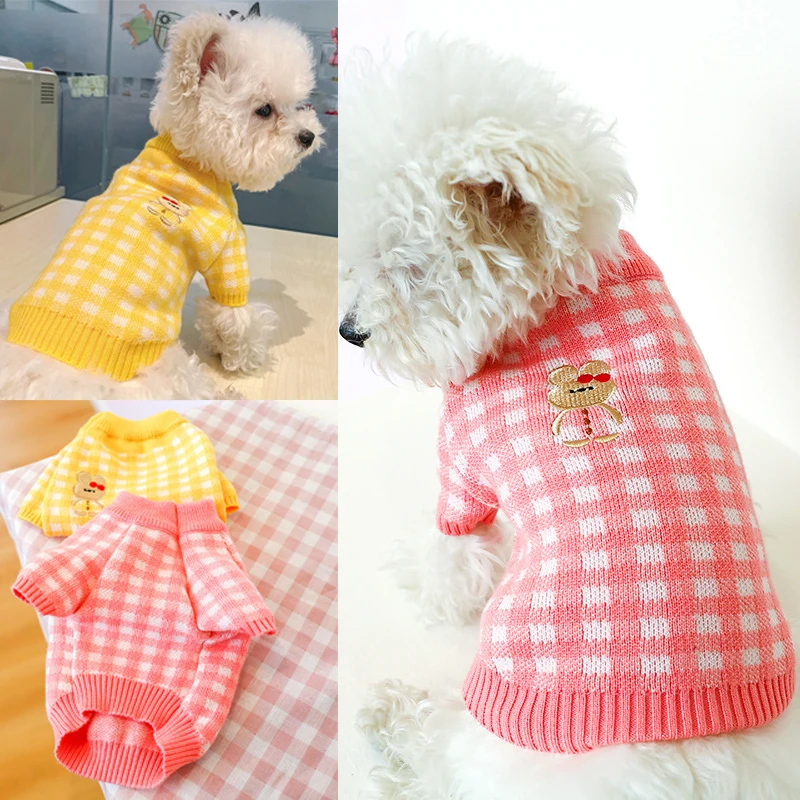 

New Dog Clothes Winter Autumn Pet Costume Sweater for Dog Vest Paid Shirt Rabbit Design Pink Corgi Teddy Poodle Cat Puppy Shirts