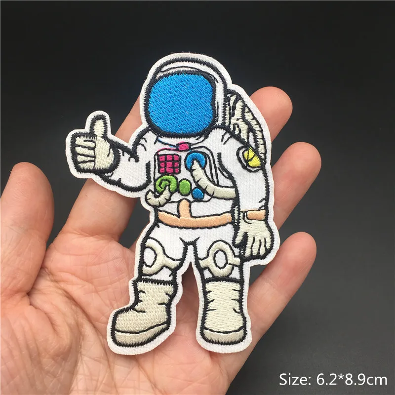

Alien Patches for Clothing UFO Astronaut Stripes Iron on Embroidery Patches Sticker on Clothes Diy Sewing Planets Badge Applique