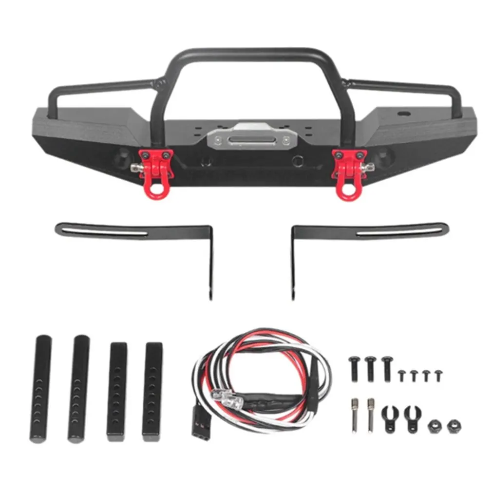 

Алюминиевый 1:10 Радиоуправляемый рок-автомобиль, металлический передний бампер с 2 светодиодсветильник для Axial Scx10 90046 90047 Traxxas Trx-4, Радиоуправ...