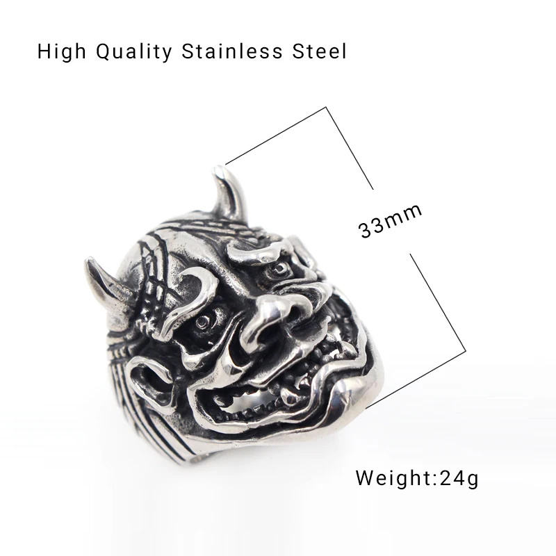 Personality Mens Bull Head Skull Ring Stainless Steel Punk Biker Ghost Heavy Sugar Male Gothic Jewelry | Украшения и аксессуары