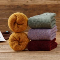 winter womens thick warm merino wool socks harajuku retro cold resistant fashion casual solid color cashmere socks 5 pair
