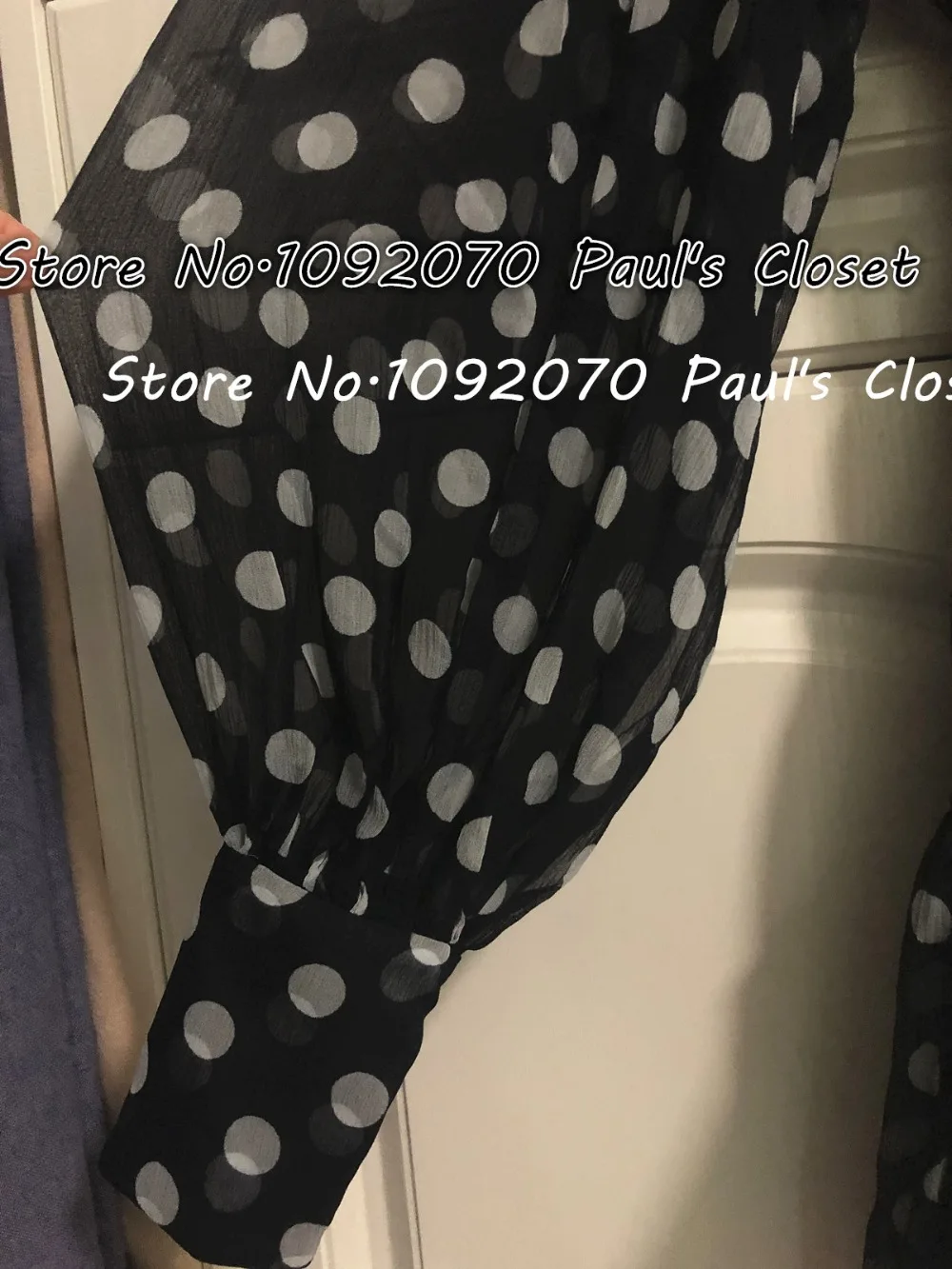 Women High collar Midnignt Dot Spot Print Silk Mini Dress