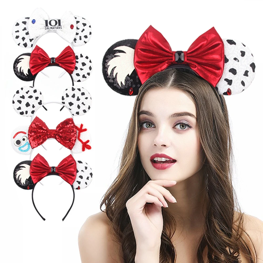 Diademas con orejas de rat&oacute;n para ni&ntilde;a, bandana con lazo de lentejuelas de color caramelo, diadema para fiesta de vacaciones, accesorios para el cabello 2021-0