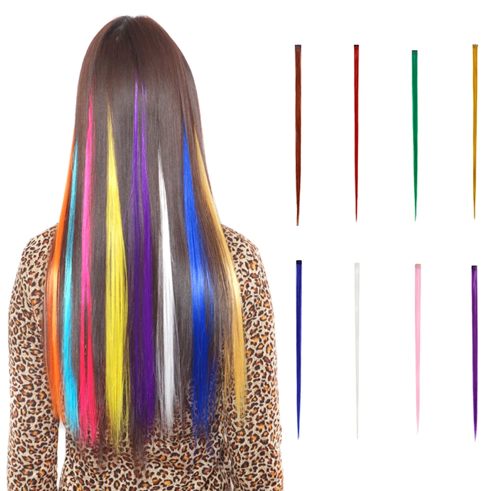 1 шт. цветные синтетические волосы для наращивания на заколках полоски 55 см