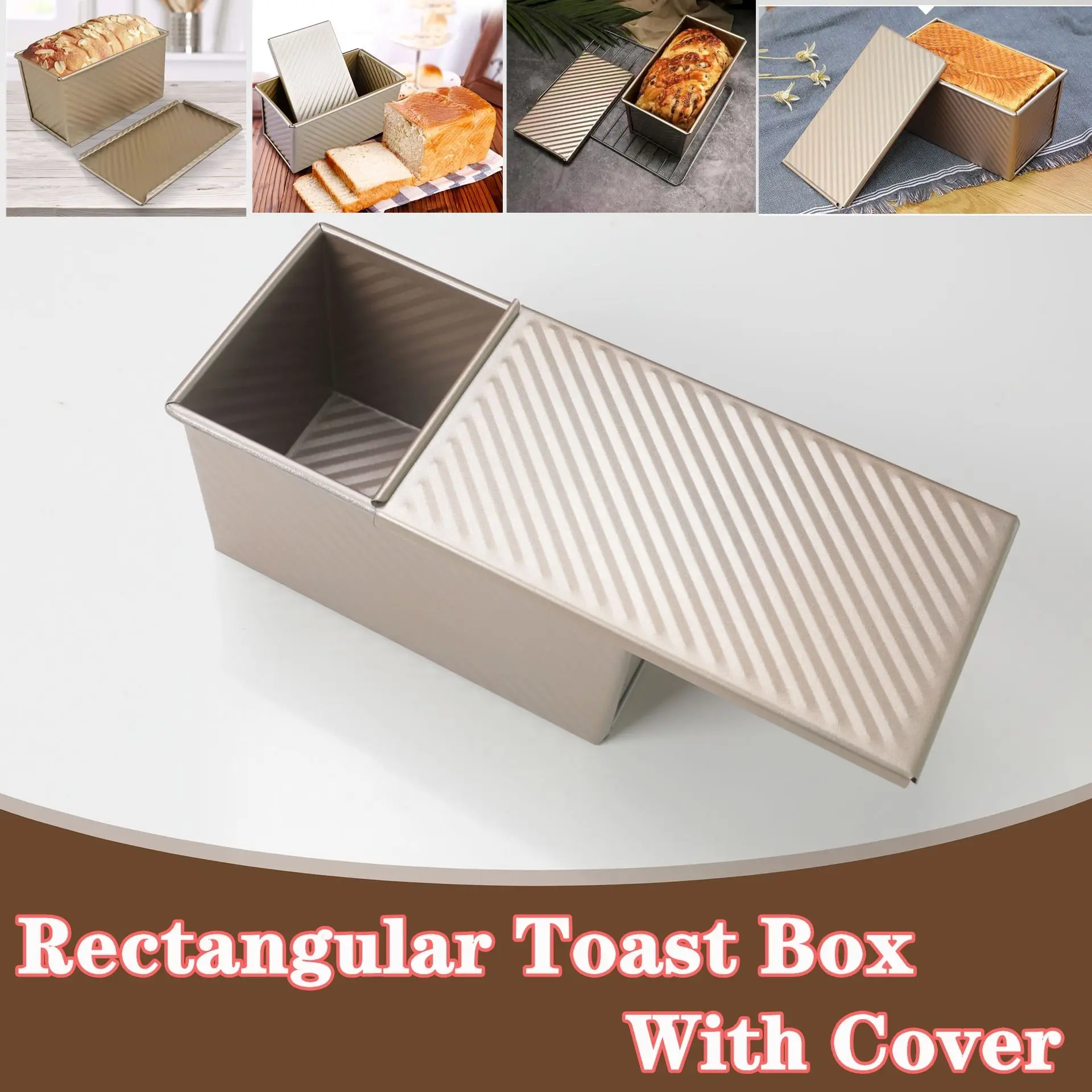 

Toast Box Mold Bread Mold Rectangular Loaf Pan Carbon Steel Non-stick Bellows with Cover Eco-Friendly Baking Tools for Cakes