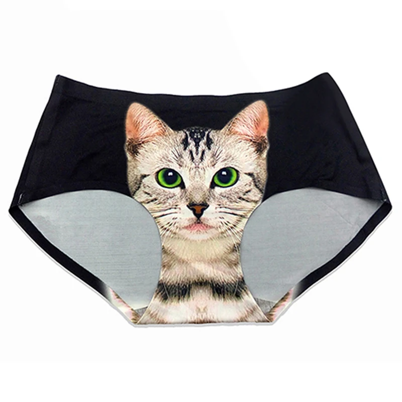 Сексуальные забавные женские трусики Pussycat с 3D принтом кошки нижнее белье трусы
