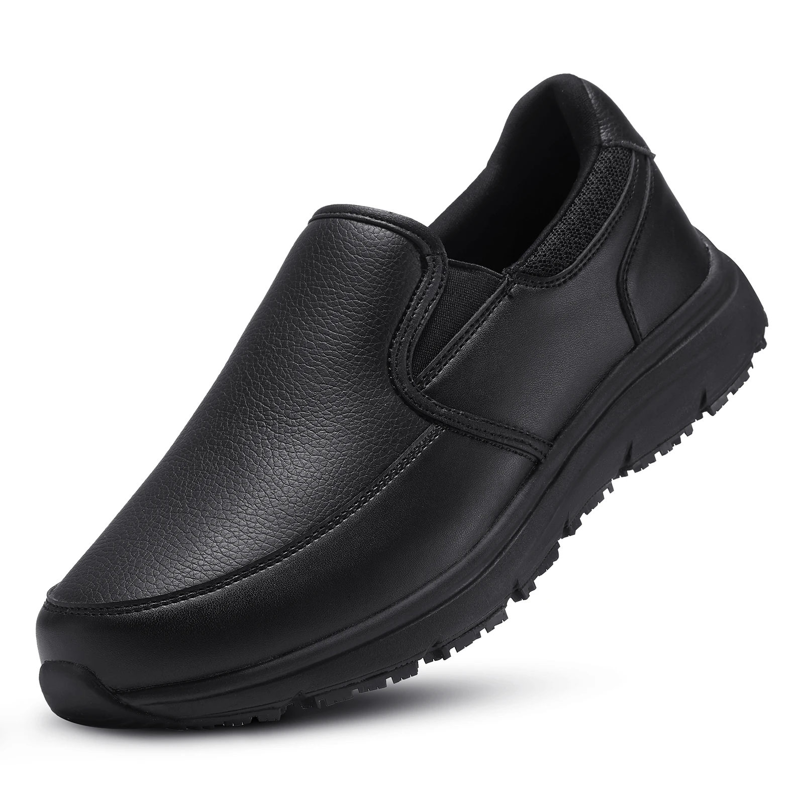 

Мужские Нескользящие туфли HISEA, черная рабочая обувь без шнуровки, удобная обувь для шеф-повара, обувь для медсестер