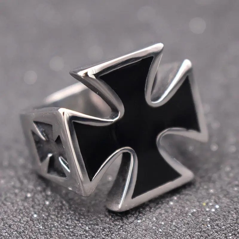 

New Religious Christian Cross Pattern Ring Men's Ring Templar Knight Crusader Knight Ring Metal Ring Accessories Party Jewelry