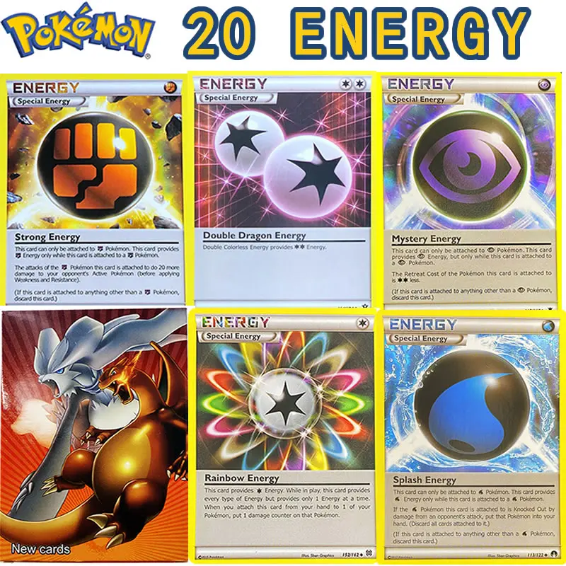 20 шт. коробка для карт Pokemon Energy, английская версия, сверкающие карты покемона, игра, Коллекция игр, бустер, детская игрушка, подарок