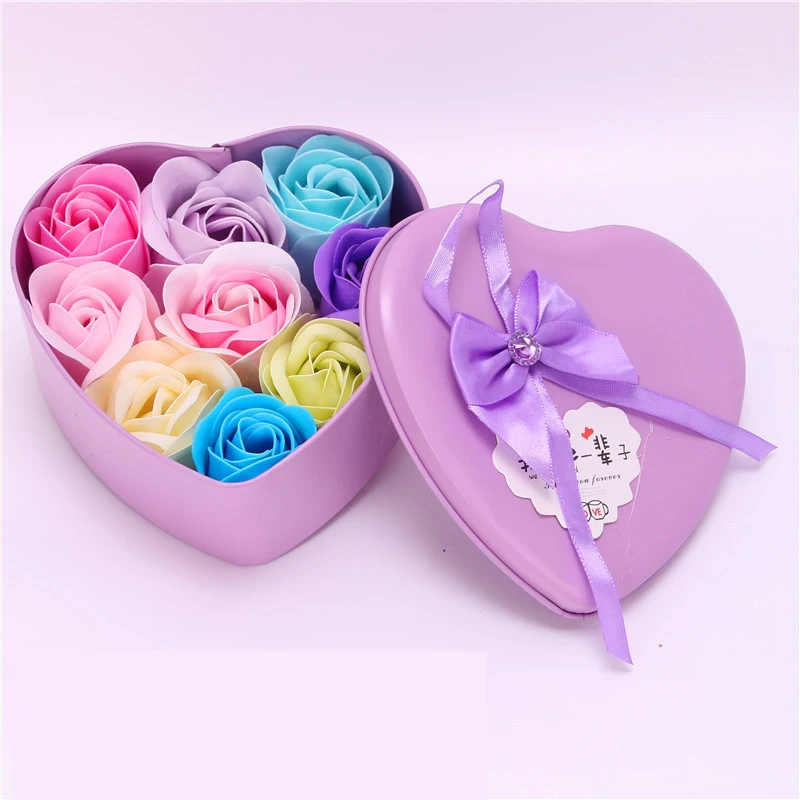 9 цветов розы в коробке искусственные цветы подарок на день Святого Валентина