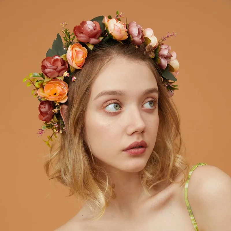 Женский Шелковый венок для волос украшение с цветами свадебный аксессуар