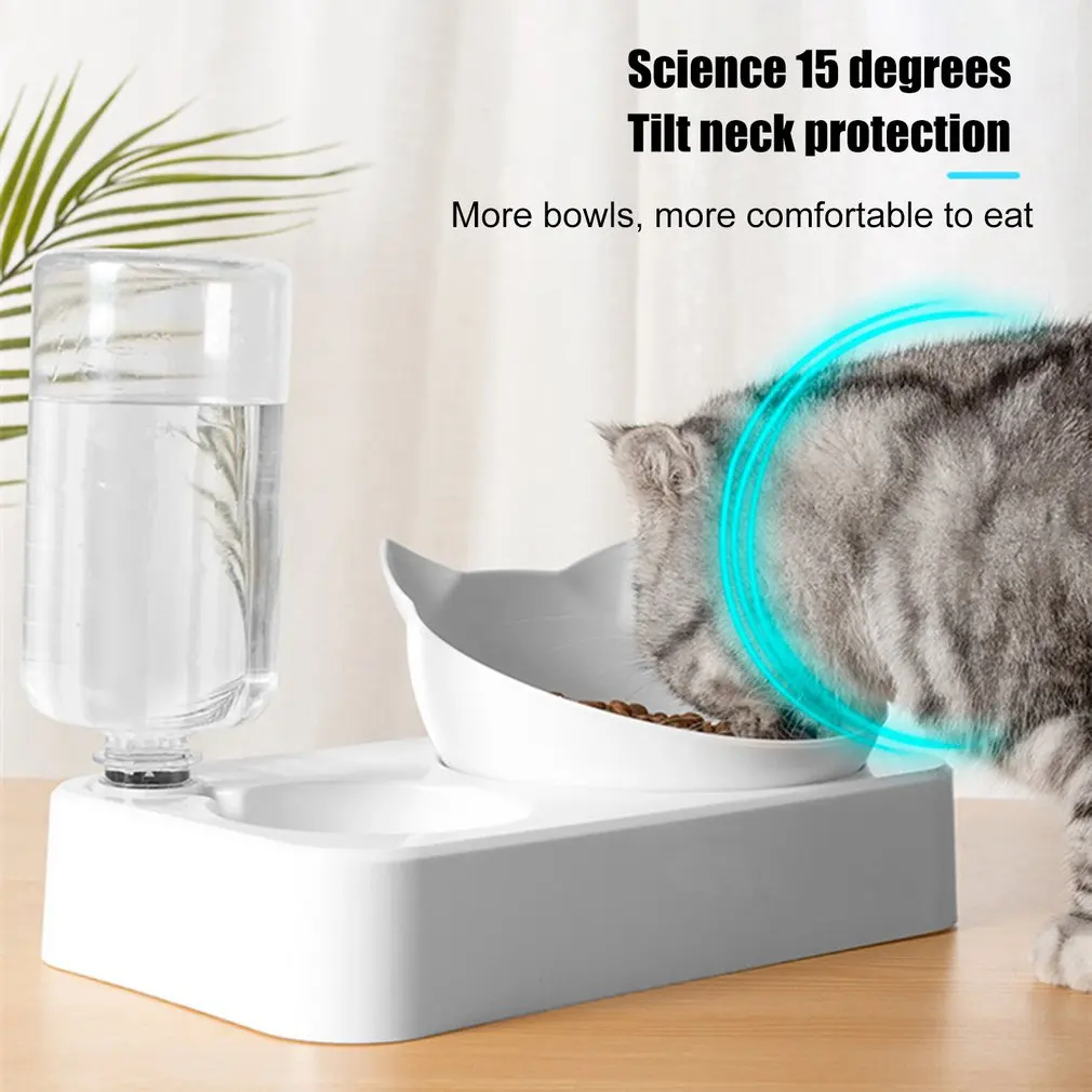 

Cat Double Bowl Cat Bowl Dog Bowl Non-slip Food Bowl With Raised Stand Cat Feeding & Watering Supplies Dog Feeder Pet Supplies