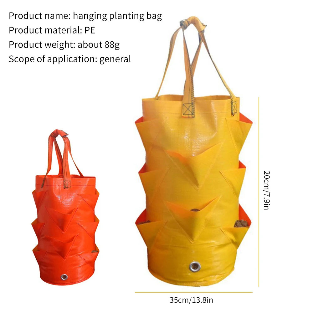 

Hanging Plant Planting Flower Pot Strawberry Planting Growing Bag Multi-Mouth Container Bag Grow Planter Root Bonsai Plant