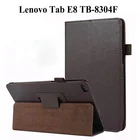 Тонкий чехол-книжка из искусственной кожи с зернистой фактурой для Lenovo Tab E8